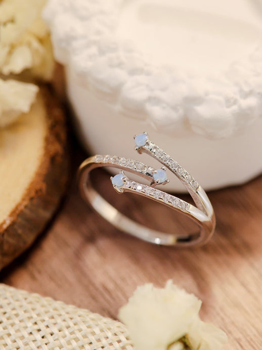 Moonstone Ring-Moonstone Platinum-Plated Ring | moissanite ring