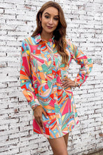 Load image into Gallery viewer, Womens Dress-Multicolored Long Sleeve Shirt Dress | Dresses/Mini Dresses
