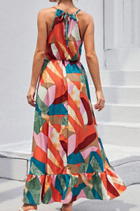 Womens Dress-Multicolored Tied Grecian Neck Maxi Dress | Dresses/Maxi Dresses