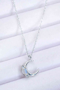 Womens Necklace-Natural Moonstone Moon Pendant Necklace