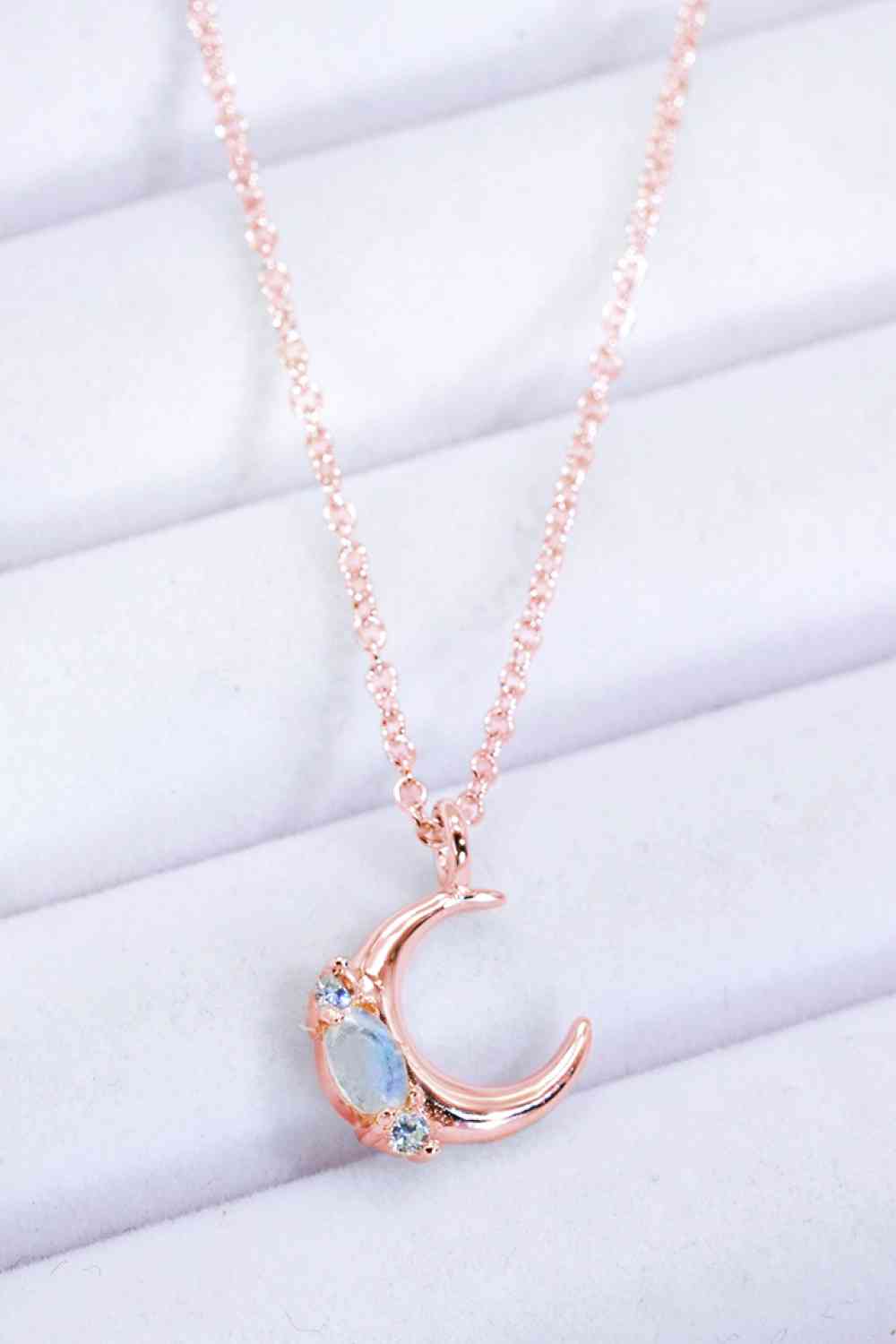 Womens Necklace-Natural Moonstone Moon Pendant Necklace