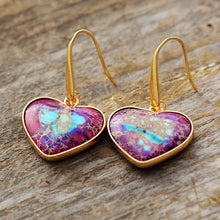 Load image into Gallery viewer, Womens Earrings-Natural Stone Heart Drop Earrings | earrings
