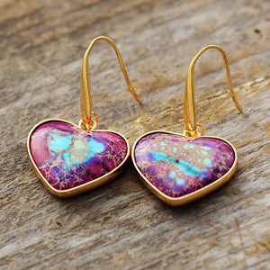 Womens Earrings-Natural Stone Heart Drop Earrings | earrings