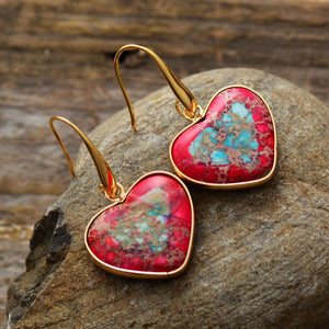 Womens Earrings-Natural Stone Heart Drop Earrings | earrings