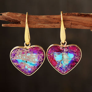 Womens Earrings-Natural Stone Heart Drop Earrings | earrings