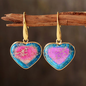 Womens Earrings-Natural Stone Heart Drop Earrings | earrings