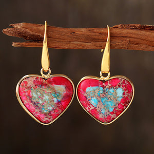 Womens Earrings-Natural Stone Heart Drop Earrings | earrings