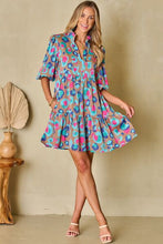 Load image into Gallery viewer, Womens Mini Dress-Notched Balloon Sleeve Mini Dress | Dress
