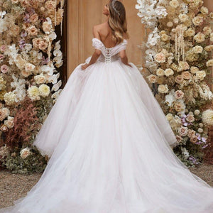 Off the Shoulder Wedding Dress- A-Line Princess Wedding Gown | Wedding Dresses