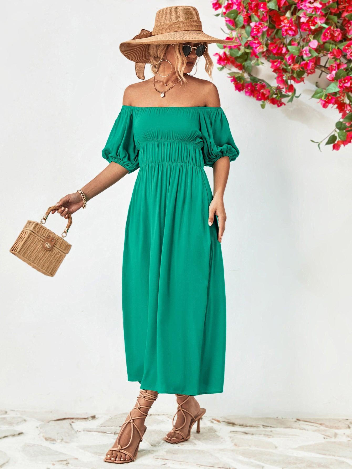 Women Dress-Off-Shoulder Balloon Sleeve Midi Dress | Dresses/Midi Dresses