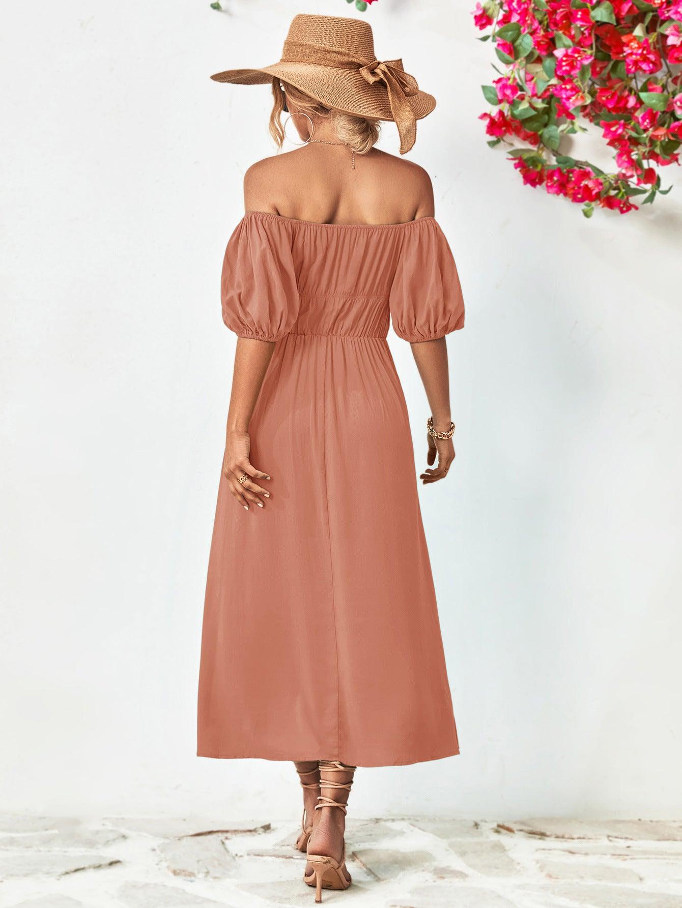 Women Dress-Off-Shoulder Balloon Sleeve Midi Dress | Dresses/Midi Dresses