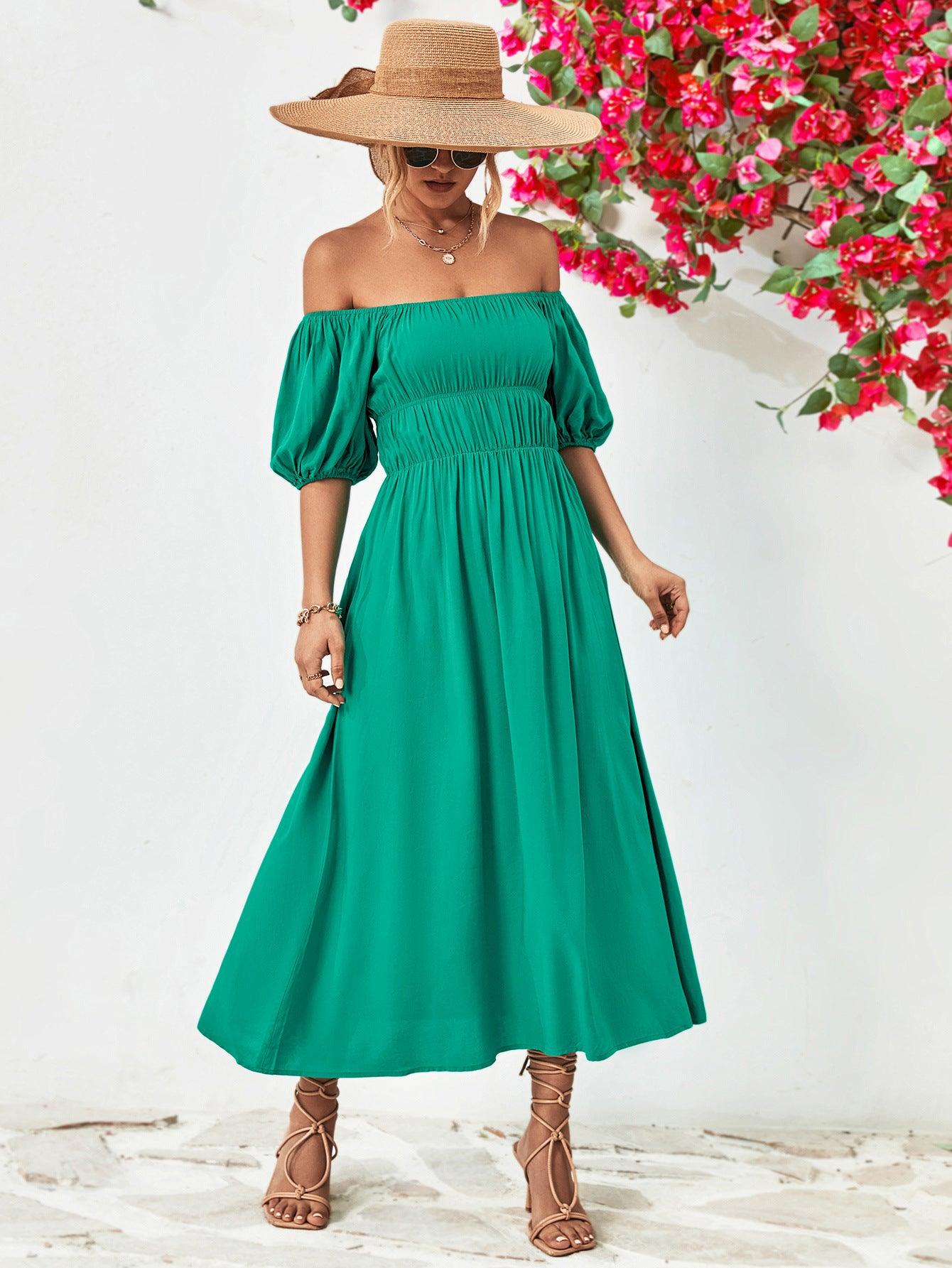 Women Dress-Off-Shoulder Balloon Sleeve Midi Dress | Dresses/Midi Dresses