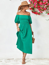 Load image into Gallery viewer, Women Dress-Off-Shoulder Balloon Sleeve Midi Dress | Dresses/Midi Dresses

