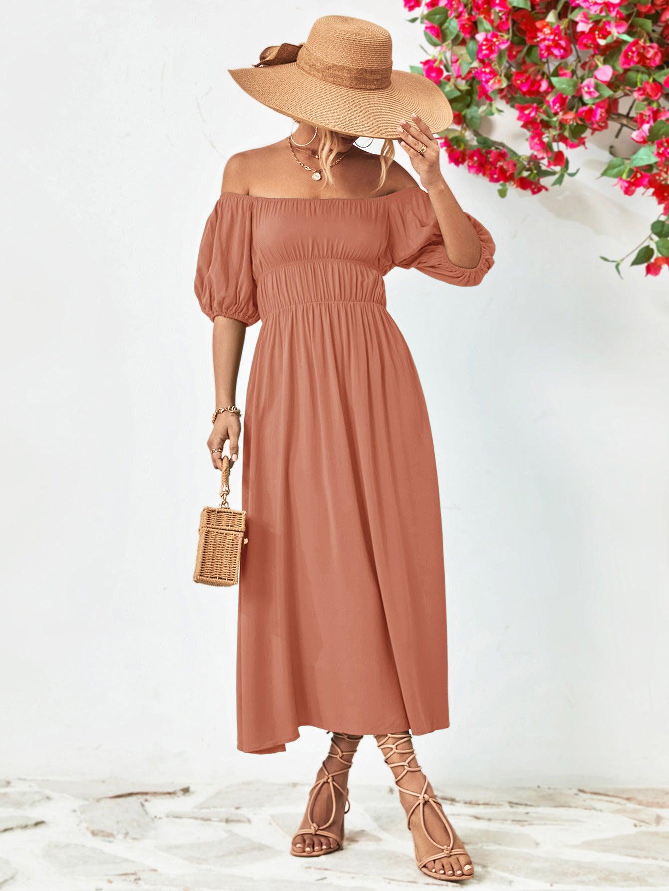 Women Dress-Off-Shoulder Balloon Sleeve Midi Dress | Dresses/Midi Dresses