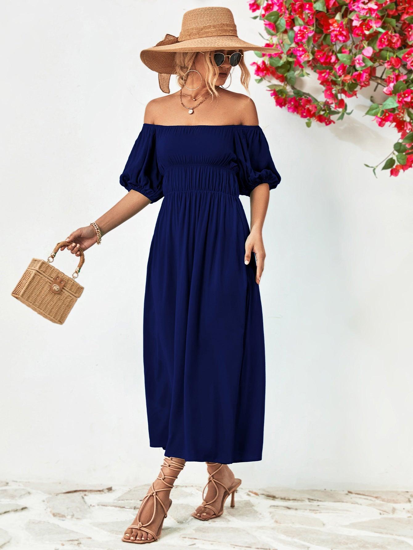 Women Dress-Off-Shoulder Balloon Sleeve Midi Dress | Dresses/Midi Dresses