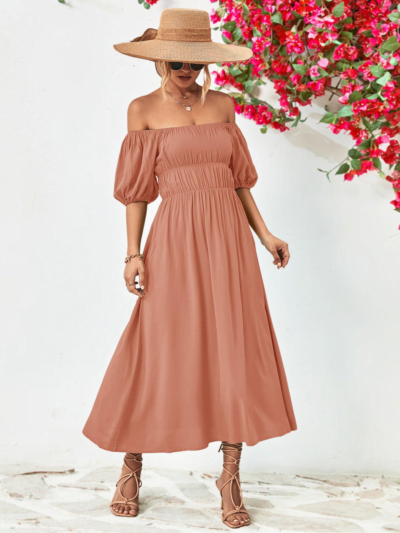 Women Dress-Off-Shoulder Balloon Sleeve Midi Dress | Dresses/Midi Dresses