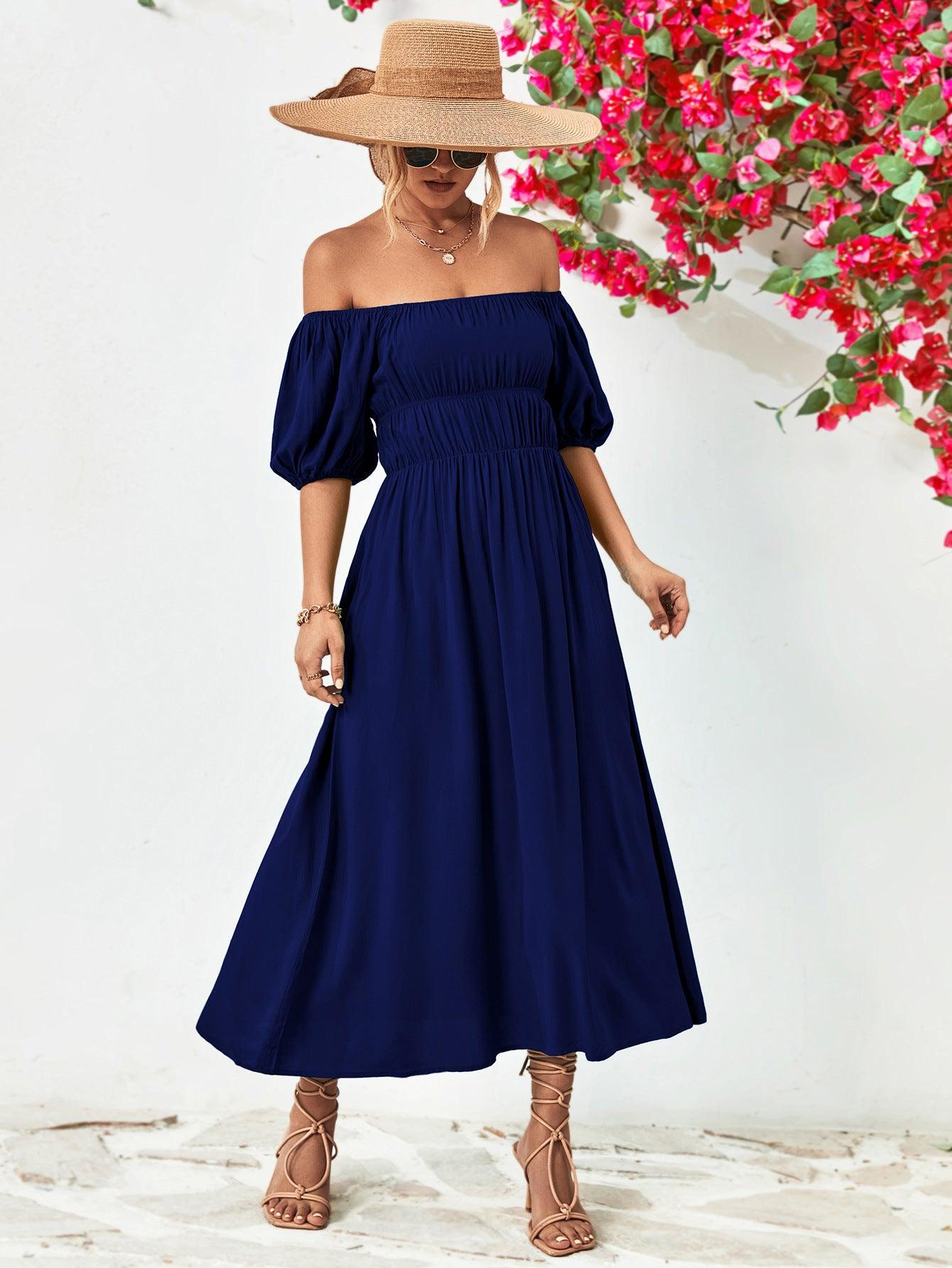 Women Dress-Off-Shoulder Balloon Sleeve Midi Dress | Dresses/Midi Dresses