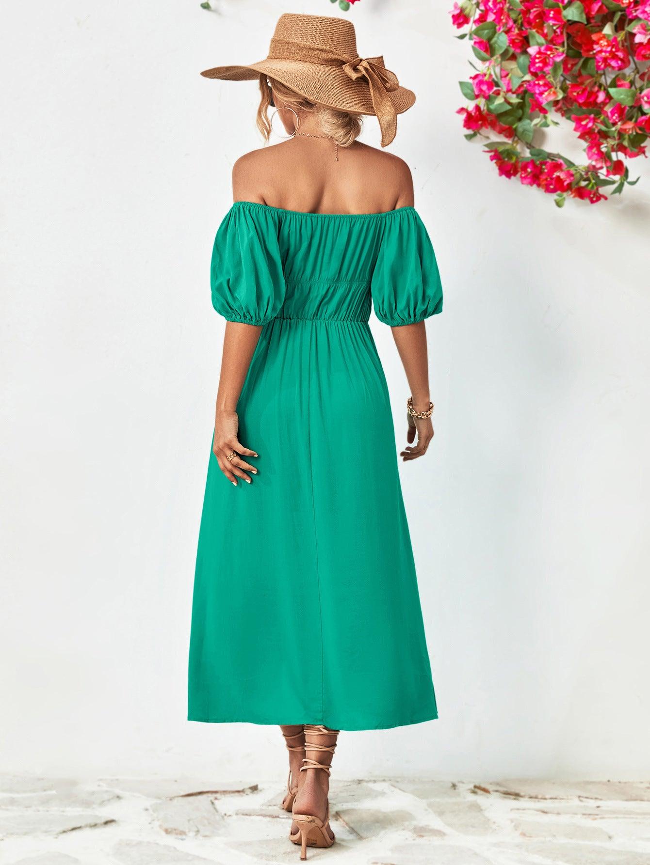 Women Dress-Off-Shoulder Balloon Sleeve Midi Dress | Dresses/Midi Dresses