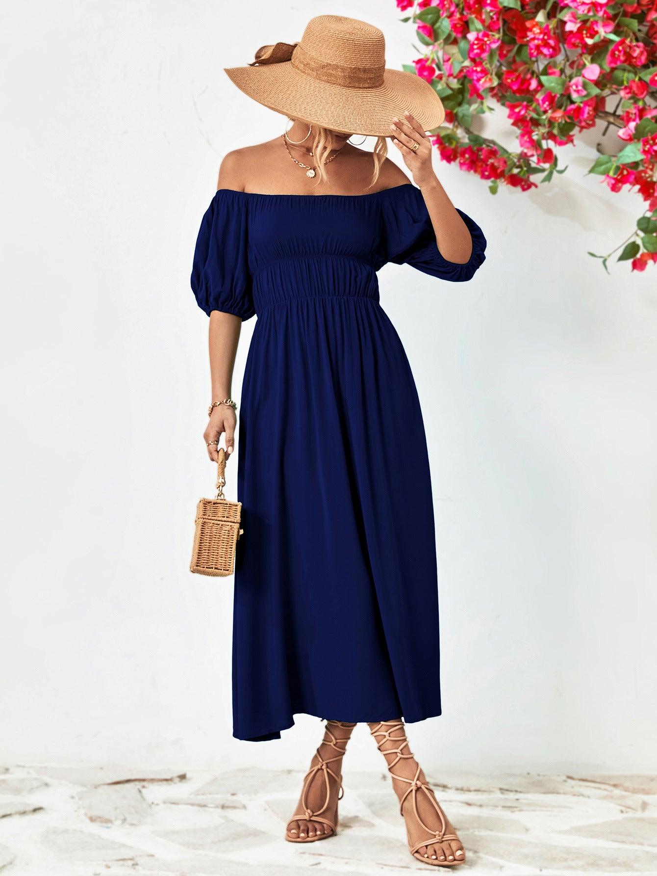 Women Dress-Off-Shoulder Balloon Sleeve Midi Dress | Dresses/Midi Dresses