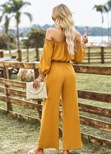 Load image into Gallery viewer, Womens Pants Set-Off-Shoulder Blouse and Drawstring Waist Pants Set
