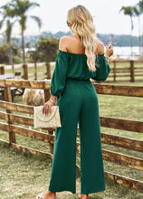 Load image into Gallery viewer, Womens Pants Set-Off-Shoulder Blouse and Drawstring Waist Pants Set
