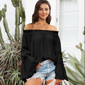 Womens Blouse-Off-Shoulder Frill Trim Blouse | Tops/Blouses & Shirts