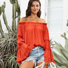 Load image into Gallery viewer, Womens Blouse-Off-Shoulder Frill Trim Blouse | Tops/Blouses &amp; Shirts
