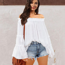 Load image into Gallery viewer, Womens Blouse-Off-Shoulder Frill Trim Blouse | Tops/Blouses &amp; Shirts
