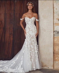 Mermaid Wedding Dress-Off Shoulder Lace Beach Wedding Dress | Wedding Dresses