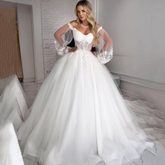 Off the Shoulder Wedding Dress- Lace Princess Wedding Dress | Wedding Dresses