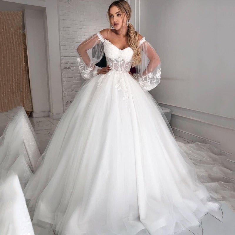 Off the Shoulder Wedding Dress- Lace Princess Wedding Dress | Wedding Dresses