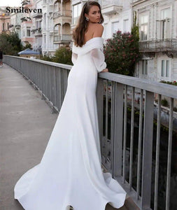 Mermaid Wedding Dress-Off Shoulder Satin Bridal Gown | Wedding Dresses