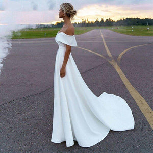 Simple Wedding Dress- Criss-Cross Top Off Shoulder Gown | Wedding Dresses