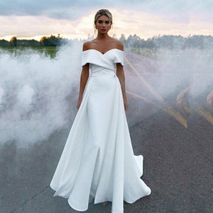 Simple Wedding Dress- Criss-Cross Top Off Shoulder Gown | Wedding Dresses