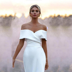 Simple Wedding Dress- Criss-Cross Top Off Shoulder Gown | Wedding Dresses