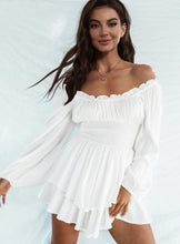 Load image into Gallery viewer, Womens Mini Dress-Off Shoulder Smocked Waist Mini Dress | Top
