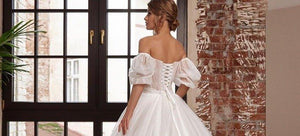 Off the Shoulder Wedding Dress- Glitter Beach Bridal Gown | Wedding Dresses