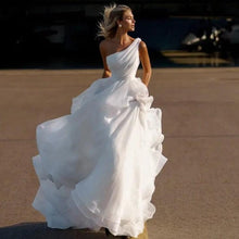 Load image into Gallery viewer, One Shoulder A Line Princess Beach Wedding Dress Broke Girl Philanthropy
