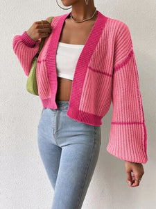 Womens Sweater-Open Front Dropped Shoulder Cardigan | sweater