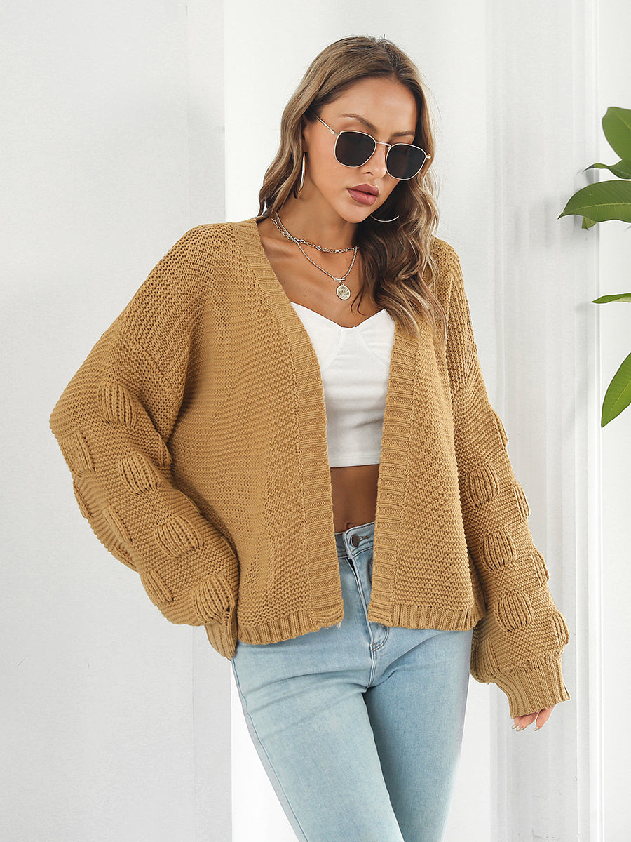 Womens Sweater-Open Front Ribbed Trim Cardigan