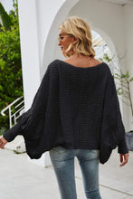 Load image into Gallery viewer, Womens Sweater-Openwork Boat Neck Dolman Sleeve Sweater
