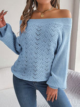 Load image into Gallery viewer, Womens Sweater-Openwork Off-Shoulder Long Sleeve Sweater | sweater
