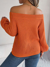 Load image into Gallery viewer, Womens Sweater-Openwork Off-Shoulder Long Sleeve Sweater | sweater
