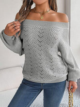 Load image into Gallery viewer, Womens Sweater-Openwork Off-Shoulder Long Sleeve Sweater | sweater
