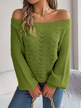 Load image into Gallery viewer, Womens Sweater-Openwork Off-Shoulder Long Sleeve Sweater | sweater
