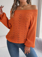 Load image into Gallery viewer, Womens Sweater-Openwork Off-Shoulder Long Sleeve Sweater | sweater
