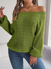 Load image into Gallery viewer, Womens Sweater-Openwork Off-Shoulder Long Sleeve Sweater | sweater
