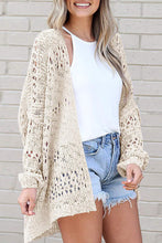 Load image into Gallery viewer, Womens Sweater-Openwork Open Front Long Sleeve Cardigan
