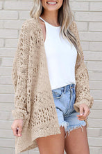 Load image into Gallery viewer, Womens Sweater-Openwork Open Front Long Sleeve Cardigan
