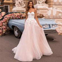 Load image into Gallery viewer, Pink White Lace Country Beach Bridal Gown Broke Girl Philanthropy
